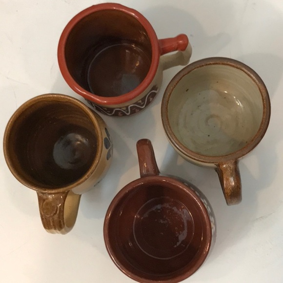 TONALA 4 Pottery Hand Made Mugs Related Style Vintage 2 Redware 1… - Picture 7 of 16